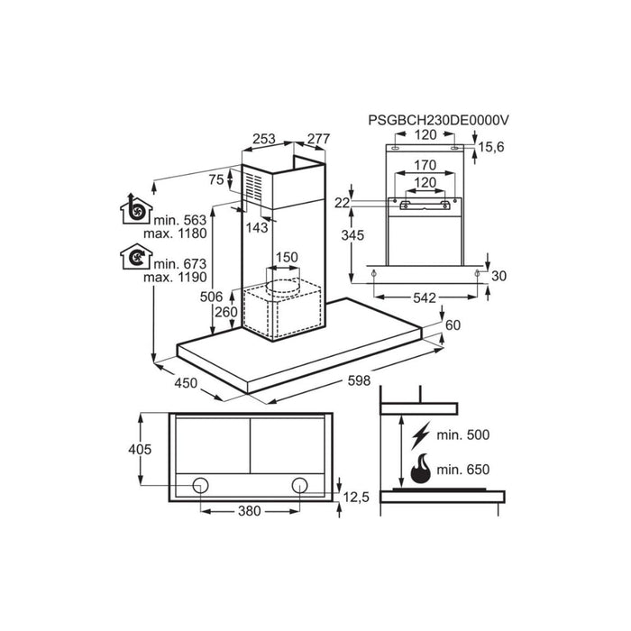Electrolux LFT416X 60cm Chimney Hood - St/Steel - Unbeatable Bathrooms