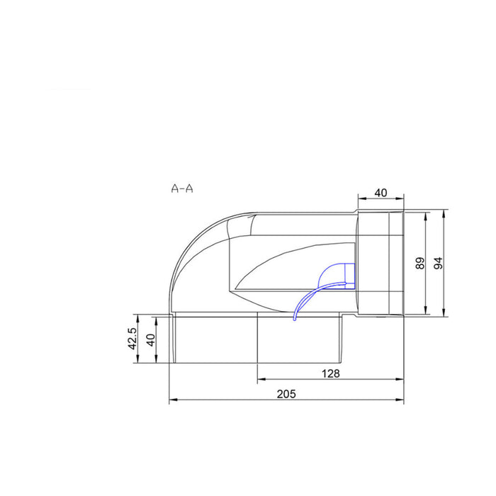 Elica 150mm Round-to-Rectangular 90&deg; Bend Vertical Fitting - Unbeatable Bathrooms