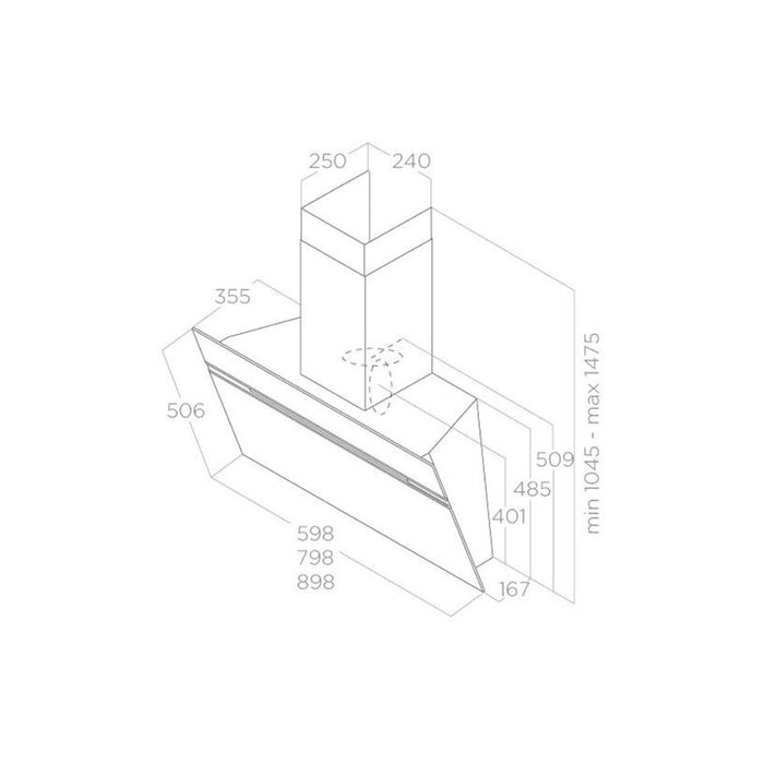 Elica Ascent 80cm Chimney Hood - White Glass - Unbeatable Bathrooms