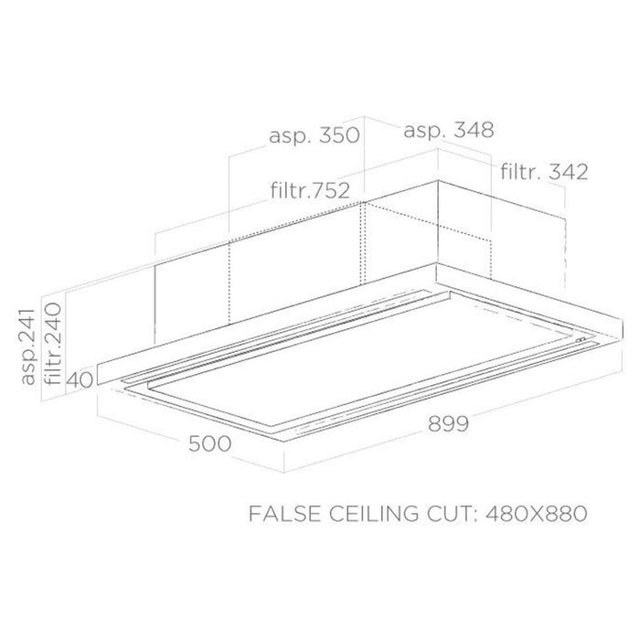 Elica Cloud Seven 90cm Ceiling Hood - St/Steel - Unbeatable Bathrooms