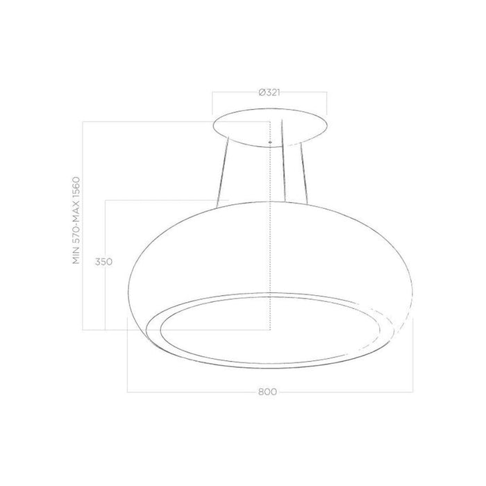 Elica Pearl 80cm Suspended Hood - Matt White - Unbeatable Bathrooms
