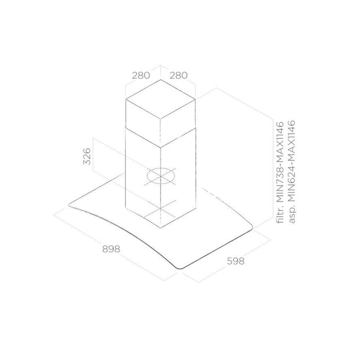 Elica Reef 90cm Island Hood - St/Steel - Unbeatable Bathrooms