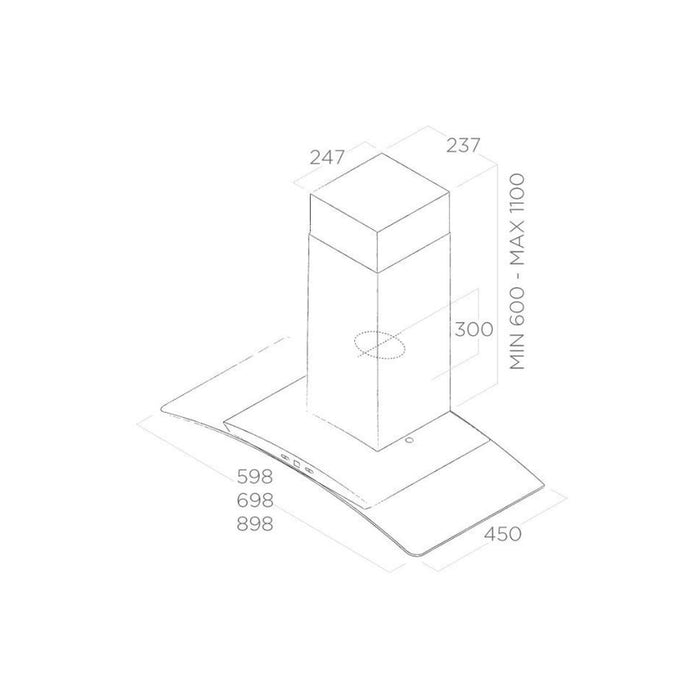 Elica Reef Curved Glass Chimney Hood - St/Steel - Unbeatable Bathrooms