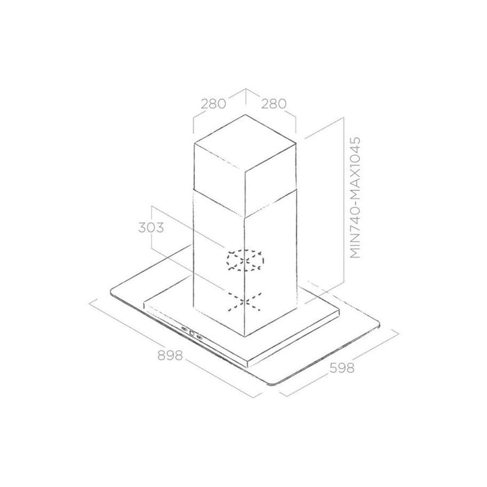 Elica Tribe 90cm Flat Glass Island Hood - St/Steel - Unbeatable Bathrooms