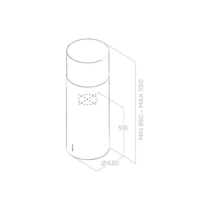 Elica Tube Pro 43cm Cylinder Island Hood - Unbeatable Bathrooms