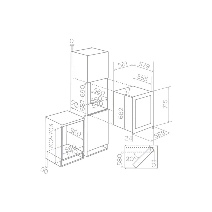 Elica Veritas BI36 B/I 60cm Wine Cabinet - Black Gloss - Unbeatable Bathrooms