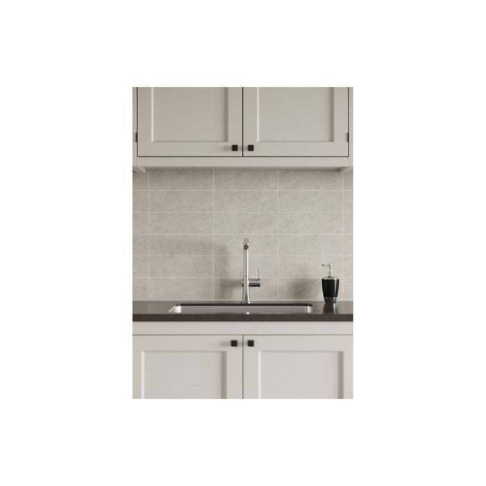 Fibo 30x10cm Rectangular Tile Splashback - Grey Sahara (Pk/2) - Unbeatable Bathrooms