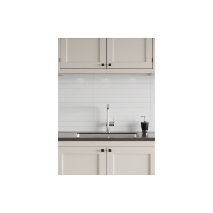 Fibo 30x5cm Rectangular Tile Splashback - Denver White (Pk/2) - Unbeatable Bathrooms