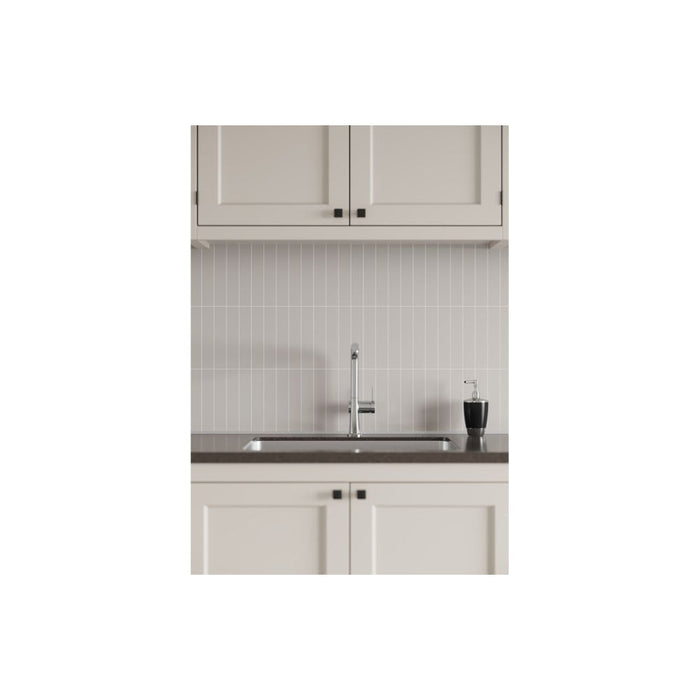 Fibo 4x20cm Vertical Tile Splashback - Warm Grey (Pk/2) - Unbeatable Bathrooms