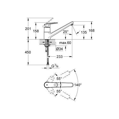 Grohe Europlus 1/2 Inch Single Lever Sink Mixer Ergonomic Design - Unbeatable Bathrooms