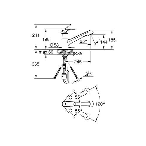 Grohe Europlus 1/2 Inch Single Lever Sink Mixer Swivel Spout with Pull Out Hand Shower - Unbeatable Bathrooms