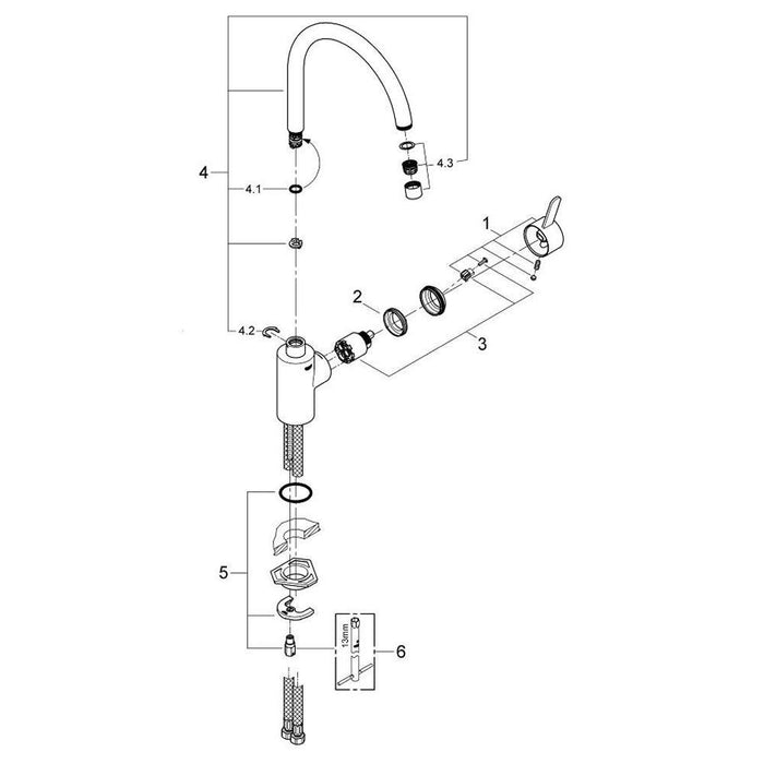 Grohe Eurosmart Cosmopolitan 1/2 Inch Single Lever Sink Mixer - Unbeatable Bathrooms