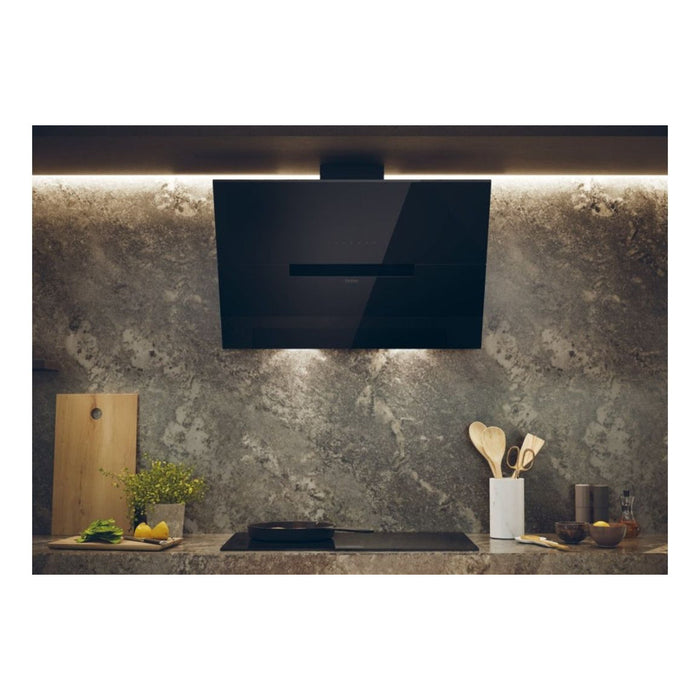 Haier HADG9CBS4BWIFI 90cm Chimney Hood - Black Glass - Unbeatable Bathrooms