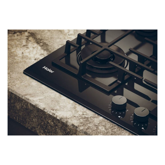 Haier HAVG6BF4TBPB 60cm Gas on Glass Hob - Black - Unbeatable Bathrooms