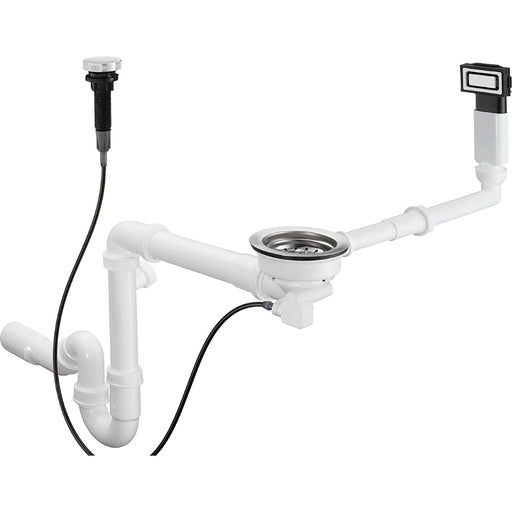Hansgrohe Automatic Waste and Overflow Set For Single Bowl - Stainless Steel - Unbeatable Bathrooms