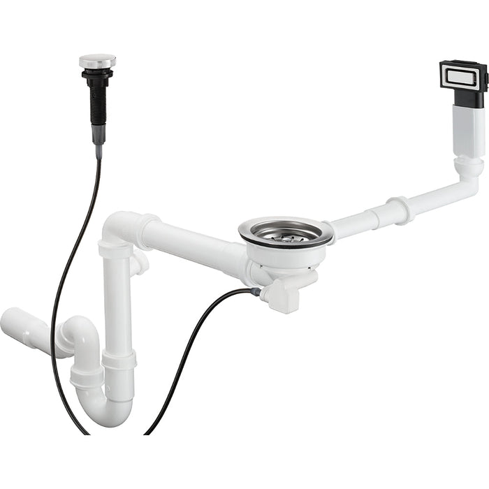 Hansgrohe Automatic Waste and Overflow Set For Single Bowl - Stainless Steel - Unbeatable Bathrooms