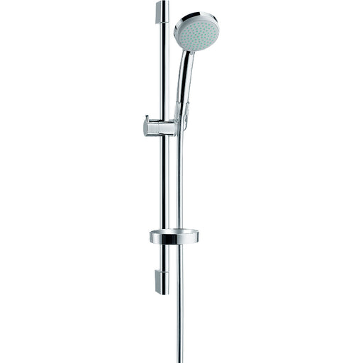 Hansgrohe Croma 100 Shower Set Vario Ecosmart with Shower Rail 65 cm and Soap Dish - Chrome - Unbeatable Bathrooms