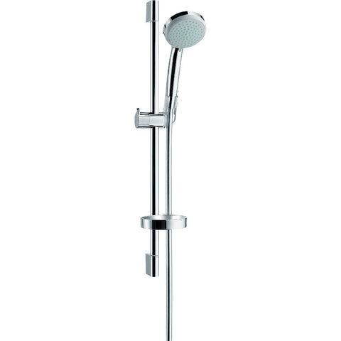 Hansgrohe Croma 100 Shower Set Vario Ecosmart with Shower Rail 65 cm and Soap Dish - Chrome - Unbeatable Bathrooms