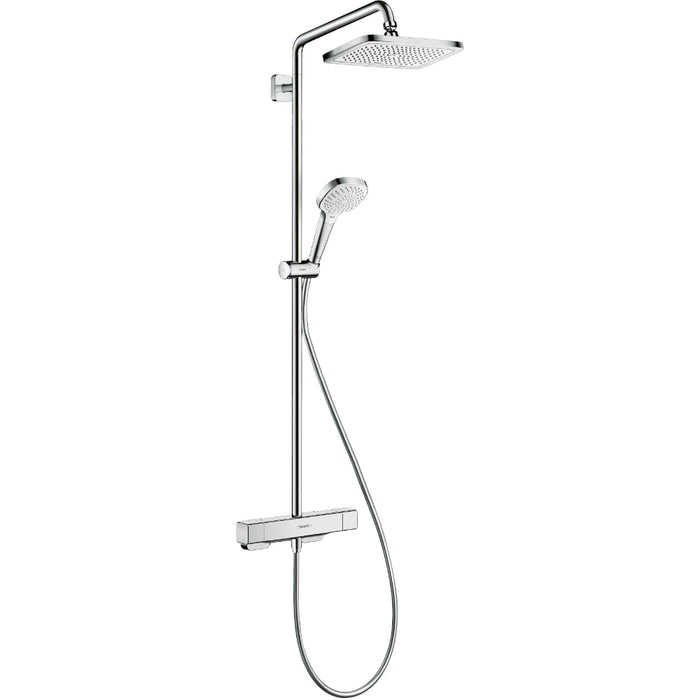 Hansgrohe Croma E Showerpipe 280 1Jet Ecosmart 9 L/Min with Thermostat - Chrome - Unbeatable Bathrooms