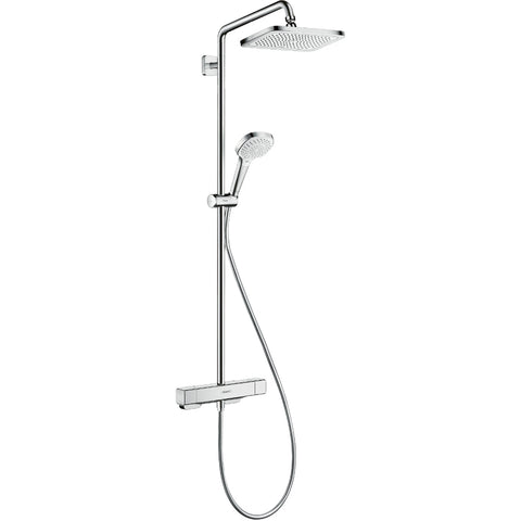 Hansgrohe Croma E Showerpipe 280 1Jet with Thermostat - Chrome - Unbeatable Bathrooms