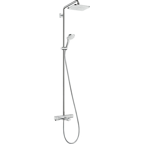 Hansgrohe Croma E Showerpipe 280 1Jet with Bath Thermostat - Chrome - Unbeatable Bathrooms