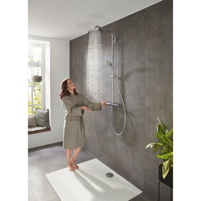Hansgrohe Croma Showerpipe 220 1Jet with Thermostatic Shower Mixer - Chrome - Unbeatable Bathrooms