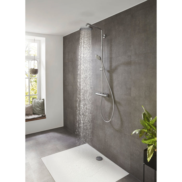 Hansgrohe Croma Showerpipe 220 1Jet with Thermostatic Shower Mixer - Chrome - Unbeatable Bathrooms