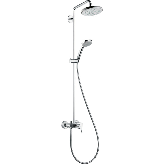 Hansgrohe Croma Showerpipe 220 1Jet with Manual Shower Mixer - Chrome - Unbeatable Bathrooms