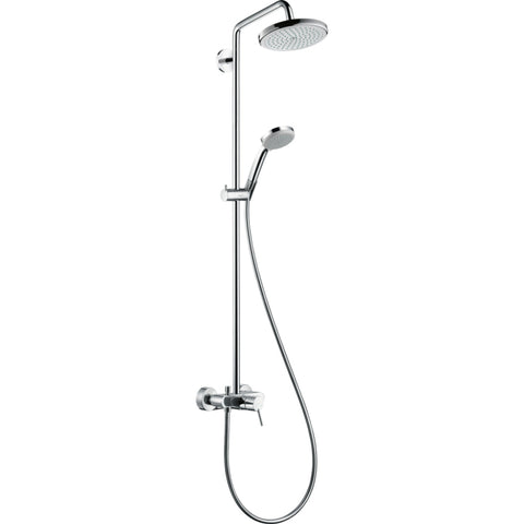 Hansgrohe Croma Showerpipe 220 1Jet with Manual Shower Mixer - Chrome - Unbeatable Bathrooms