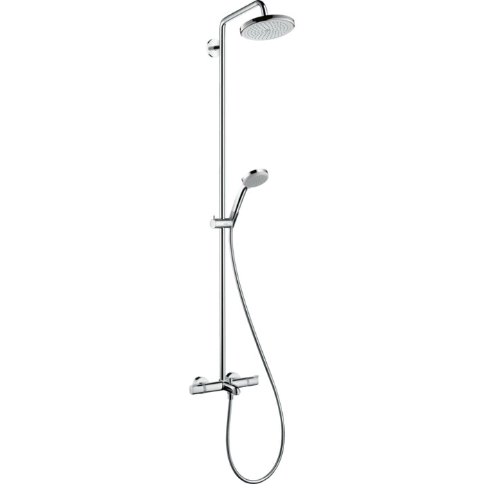 Hansgrohe Croma Showerpipe 220 1Jet with Thermostatic Bath Mixer - Chrome - Unbeatable Bathrooms