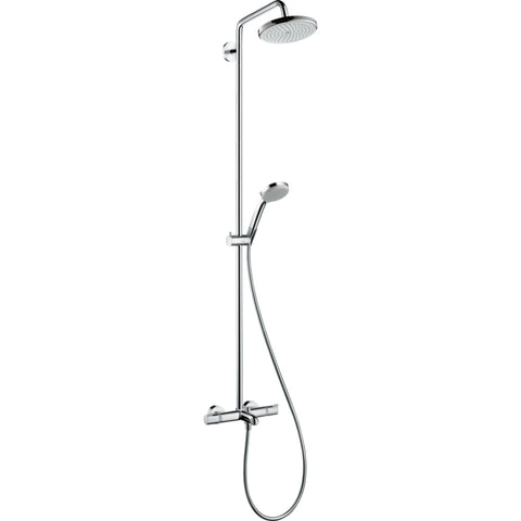 Hansgrohe Croma Showerpipe 220 1Jet with Thermostatic Bath Mixer - Chrome - Unbeatable Bathrooms