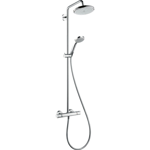 Hansgrohe Croma Showerpipe 220 1Jet with Thermostatic Shower Mixer - Chrome - Unbeatable Bathrooms