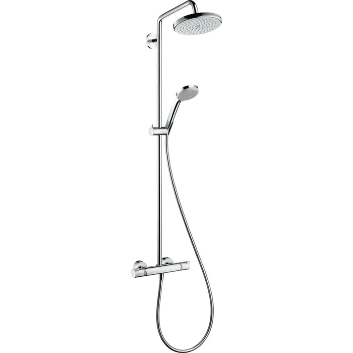 Hansgrohe Croma Showerpipe 220 1Jet with Thermostatic Shower Mixer - Chrome - Unbeatable Bathrooms