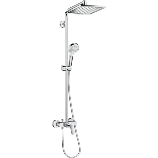 Hansgrohe Crometta E Showerpipe 240 1Jet with Manual Shower Mixer - Chrome - Unbeatable Bathrooms