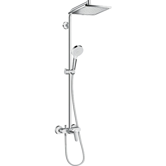 Hansgrohe Crometta E Showerpipe 240 1Jet with Manual Shower Mixer - Chrome - Unbeatable Bathrooms
