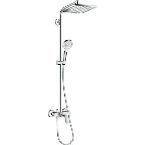 Hansgrohe Crometta E Showerpipe 240 1Jet with Manual Shower Mixer - Chrome - Unbeatable Bathrooms