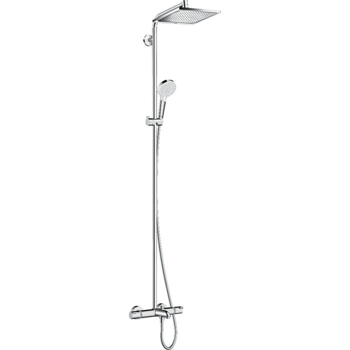 Hansgrohe Crometta E Showerpipe 240 1Jet with Thermostatic Bath Mixer - Chrome - Unbeatable Bathrooms