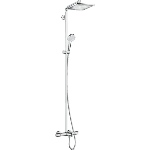 Hansgrohe Crometta E Showerpipe 240 1Jet with Thermostatic Bath Mixer - Chrome - Unbeatable Bathrooms