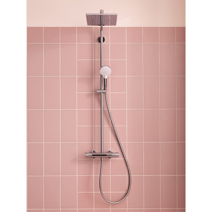 Hansgrohe Crometta E Showerpipe 240 1Jet with Thermostatic Shower Mixer - Chrome - Unbeatable Bathrooms