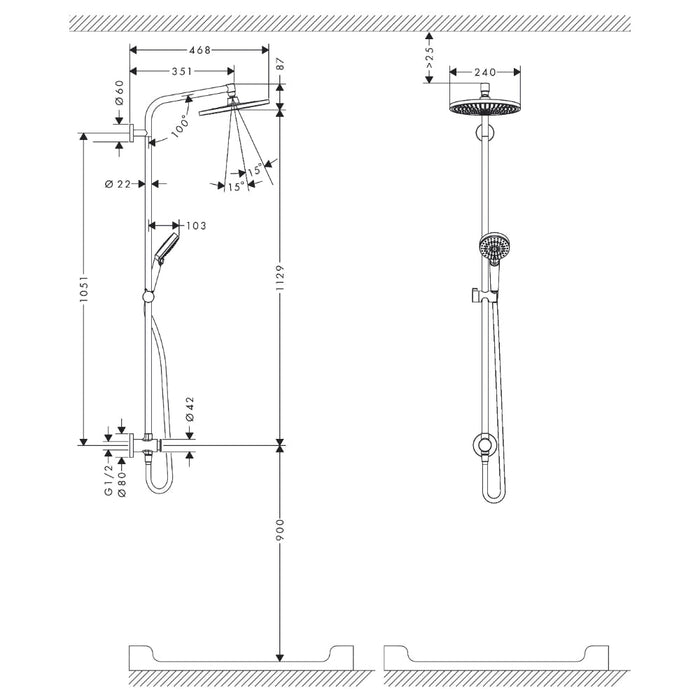 Hansgrohe Crometta S Showerpipe 240 1Jet Ecosmart Reno Gp - Chrome - Unbeatable Bathrooms