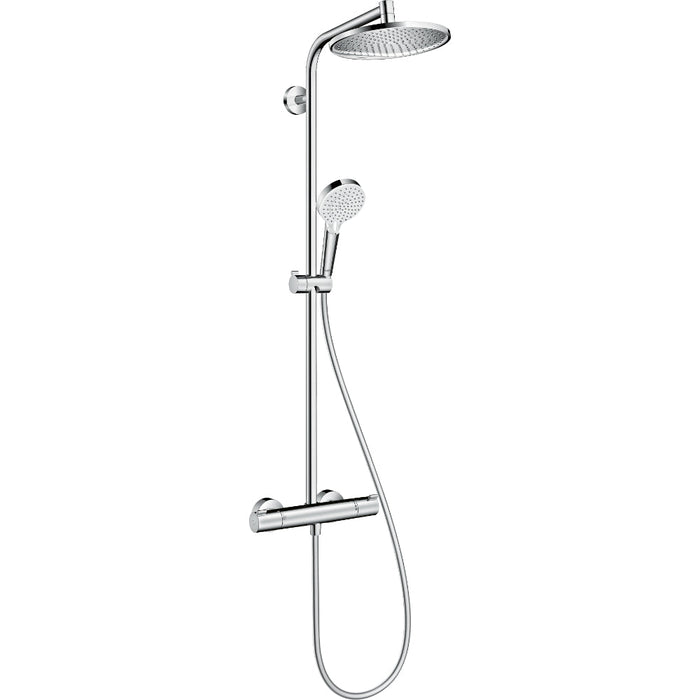 Hansgrohe Crometta S Showerpipe 240 1Jet with Thermostatic Shower Mixer - Chrome - Unbeatable Bathrooms