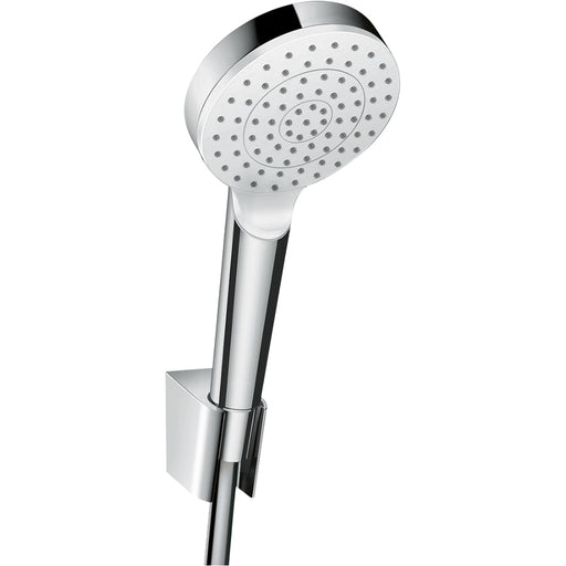 Hansgrohe Crometta Shower Holder Set 100 1Jet Ecosmart with Shower Hose 125 cm - White/Chrome - Unbeatable Bathrooms