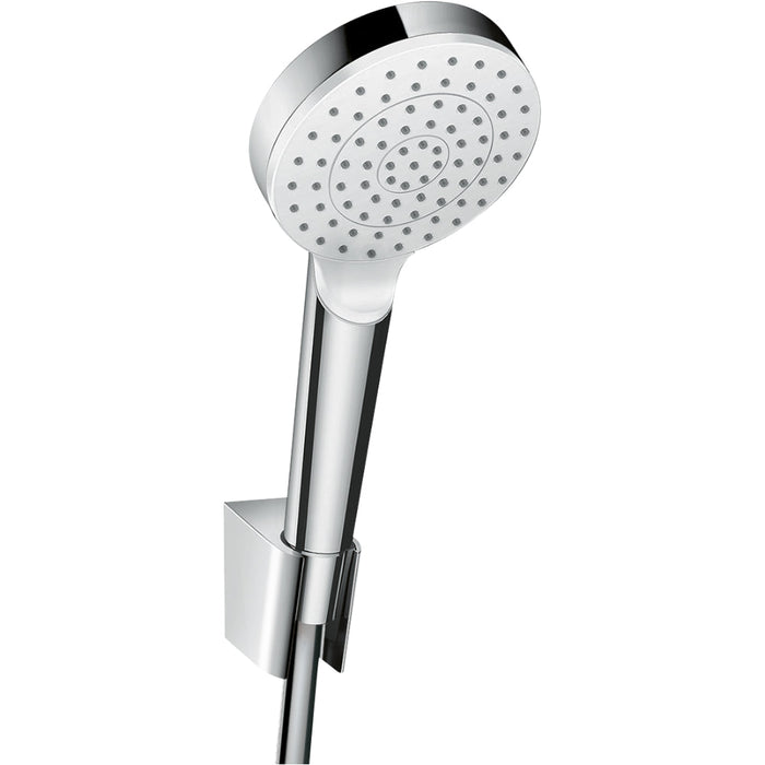Hansgrohe Crometta Shower Holder Set 100 1Jet Ecosmart with Shower Hose 125 cm - White/Chrome - Unbeatable Bathrooms
