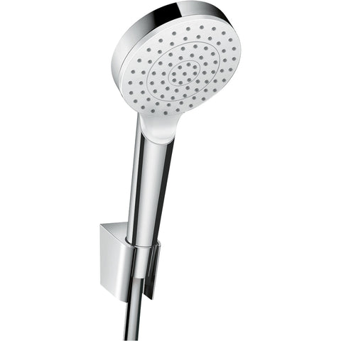 Hansgrohe Crometta Shower Holder Set 100 1Jet Ecosmart with Shower Hose 125 cm - White/Chrome - Unbeatable Bathrooms