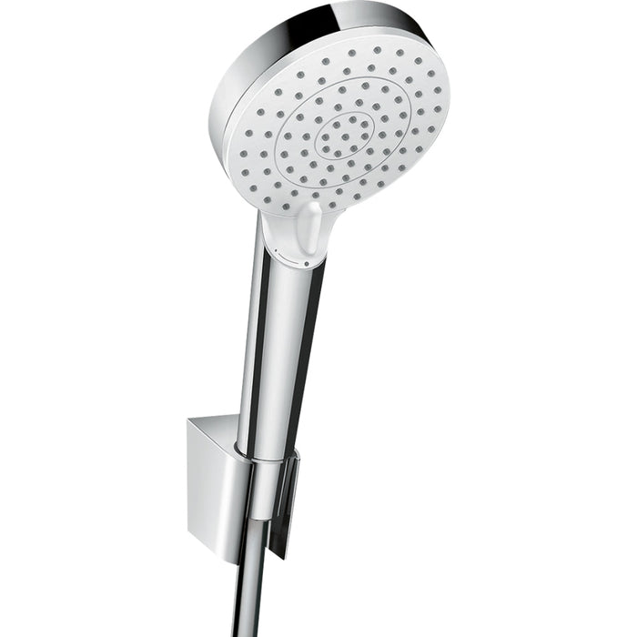 Hansgrohe Crometta Shower Holder Set 100 Vario Ecosmart with Shower Hose 125 cm - White/Chrome - Unbeatable Bathrooms