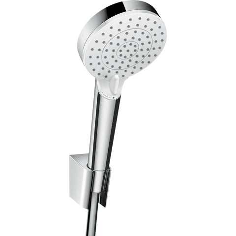 Hansgrohe Crometta Shower Holder Set 100 Vario Ecosmart with Shower Hose 125 cm - White/Chrome - Unbeatable Bathrooms