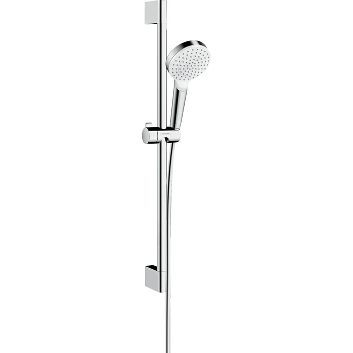 Hansgrohe Crometta Shower Set 100 1Jet Ecosmart+ with Shower Rail 65 cm - White/Chrome - Unbeatable Bathrooms