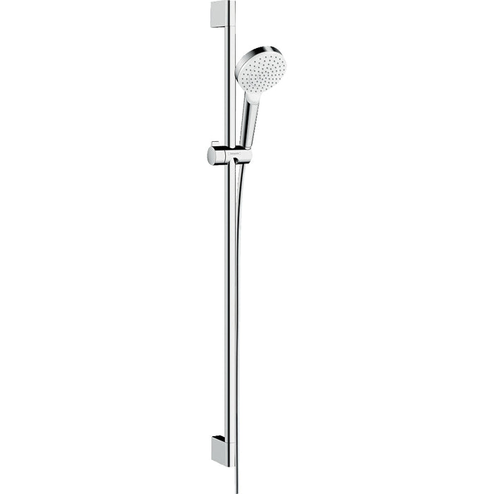 Hansgrohe Crometta Shower Set 100 1Jet Ecosmart with Shower Rail 90 cm - White/Chrome - Unbeatable Bathrooms