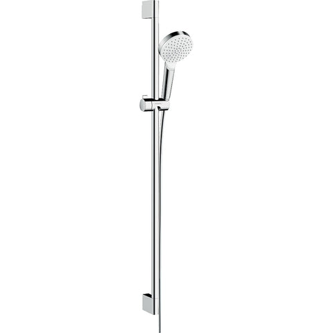 Hansgrohe Crometta Shower Set 100 1Jet Ecosmart with Shower Rail 90 cm - White/Chrome - Unbeatable Bathrooms