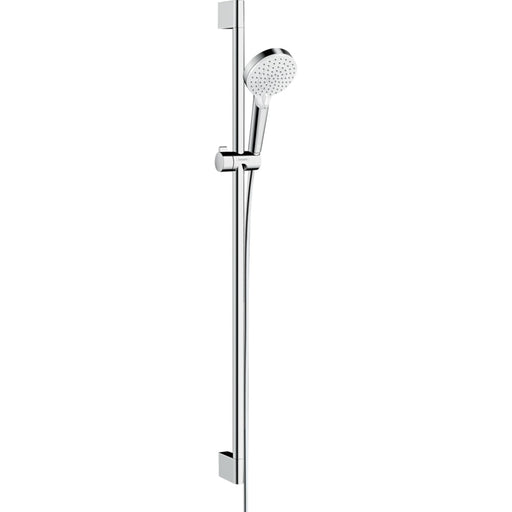 Hansgrohe Crometta Shower Set 100 Vario Ecosmart with Shower Rail 90 cm - White/Chrome - Unbeatable Bathrooms